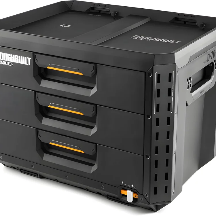 Black portabletoolchest with three drawers and side handles