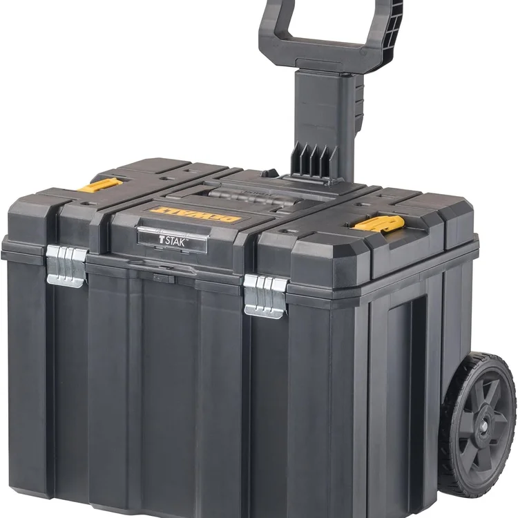 Black portabletoolchest with wheels and telescopic handle
